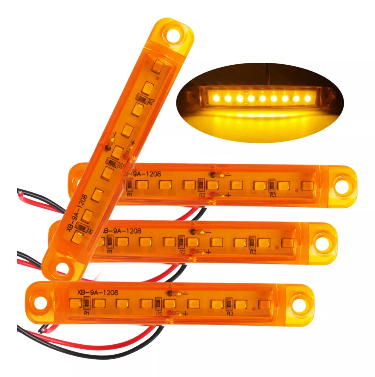 X4 LUZ LED DE TROCHA LATERAL POSICIÓN BIVOLTAJE 12-24V 9LED - 1