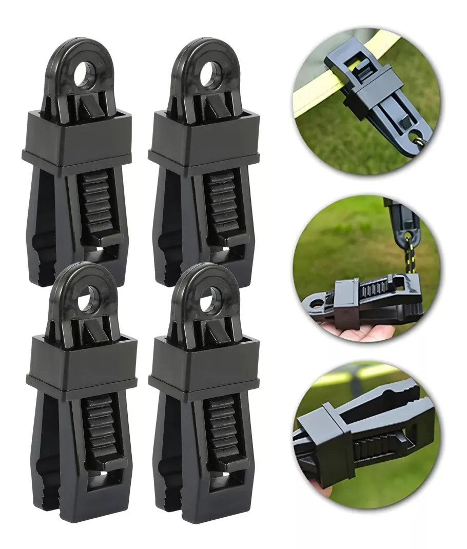 X4 GANCHO PARA LONA TOLDO MALLA CARPA CAMPING MEDIASOMBRA - 1