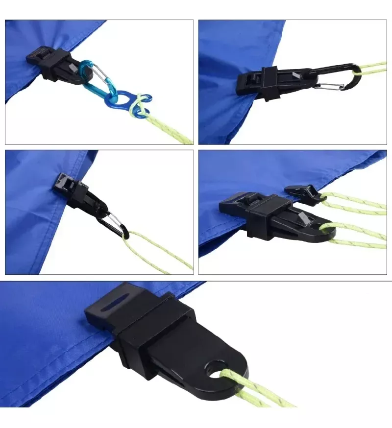 X4 GANCHO PARA LONA TOLDO MALLA CARPA CAMPING MEDIASOMBRA - 3