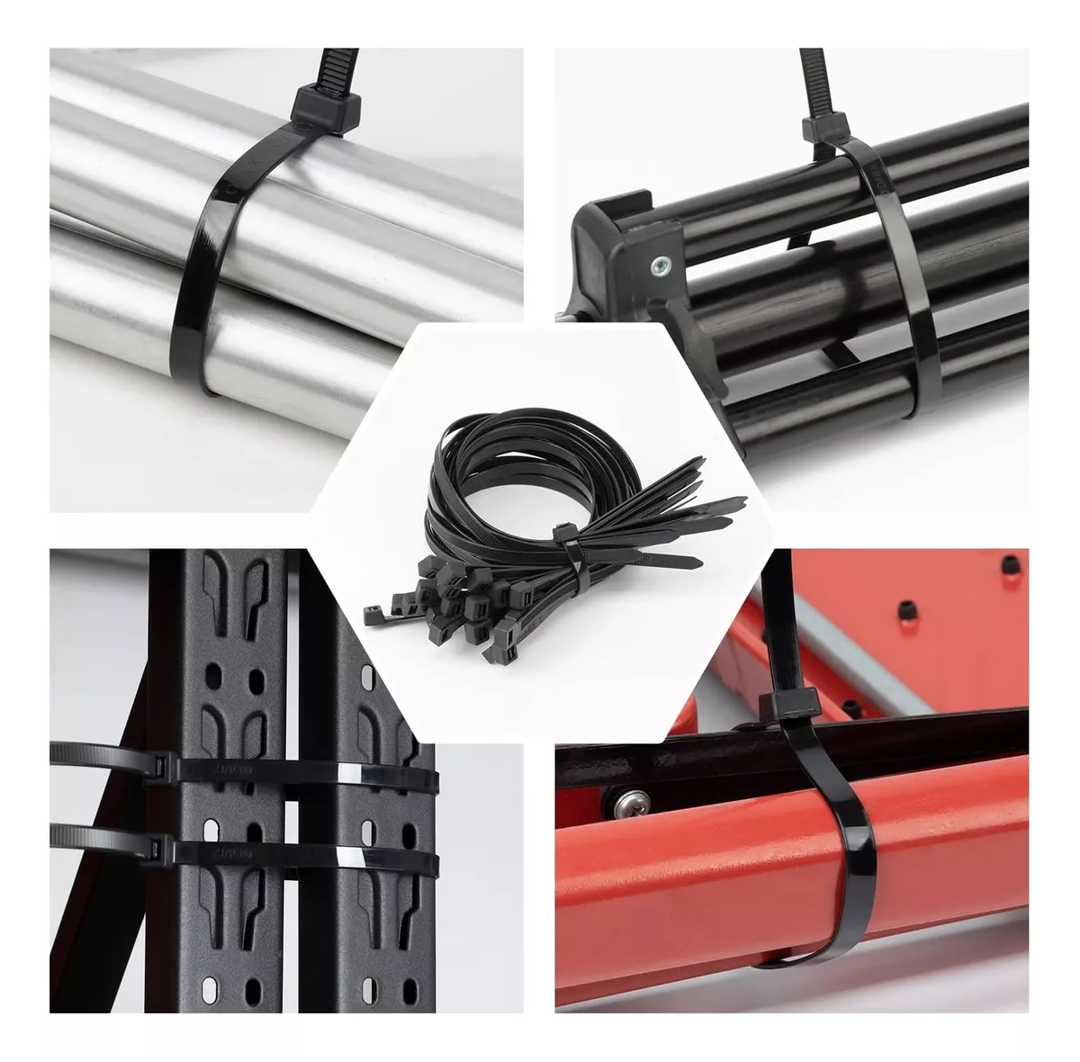 SET 100 AMARRAS PLÁSTICAS 4.8X200MM PRECINTO NYLON MULTIUSO - 2