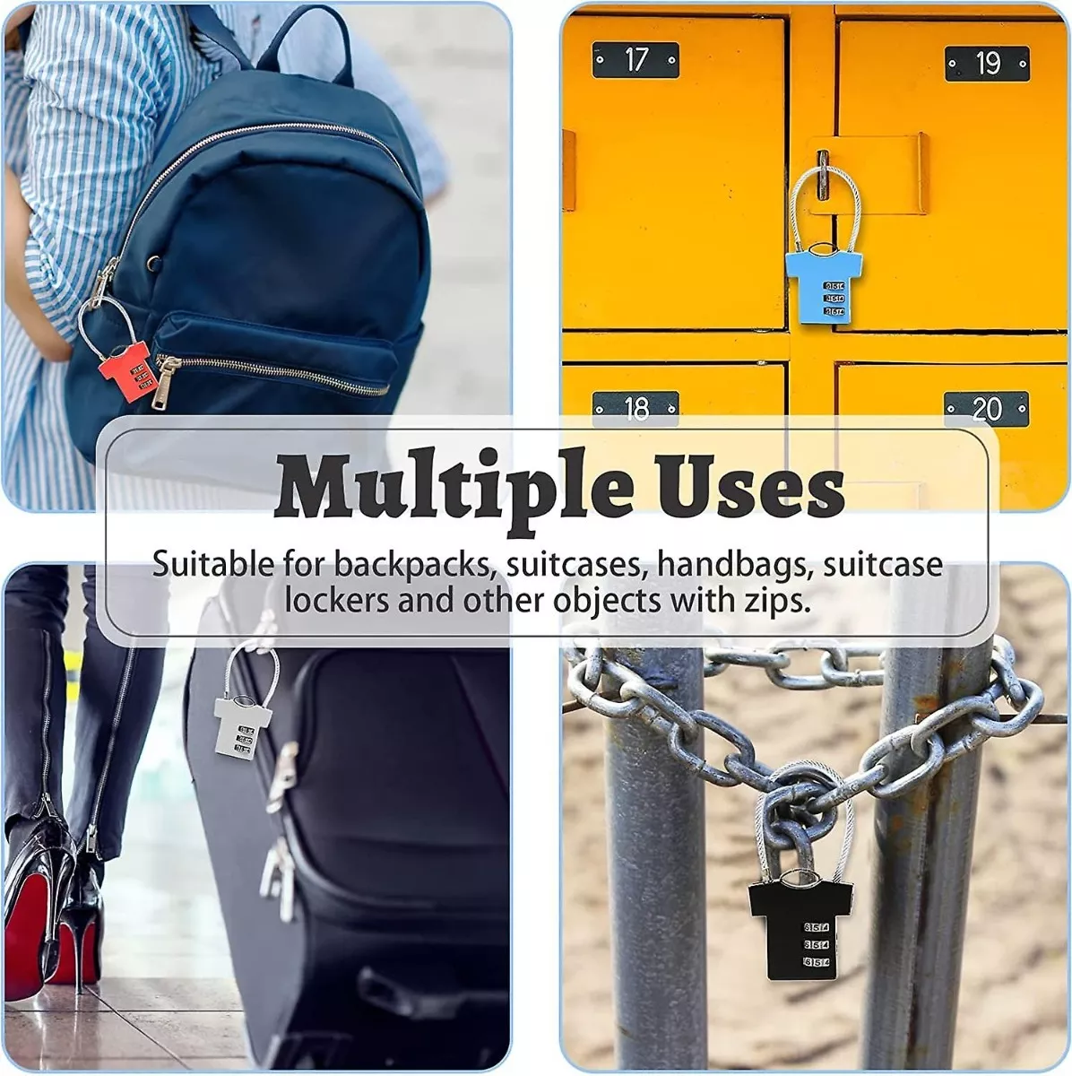 MINI CANDADO DE SEGURIDAD CON CONTRASEÑA MULTIUSO DISEÑO - 4