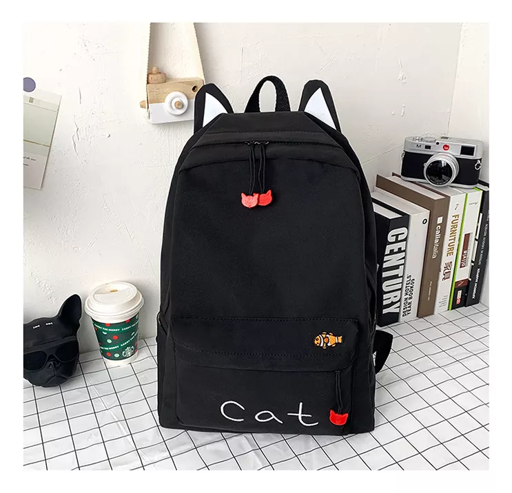 MOCHILA CON OREJITA GATO BOLSO ESCOLAR KAWAI JUVENIL CAT R&C - 3