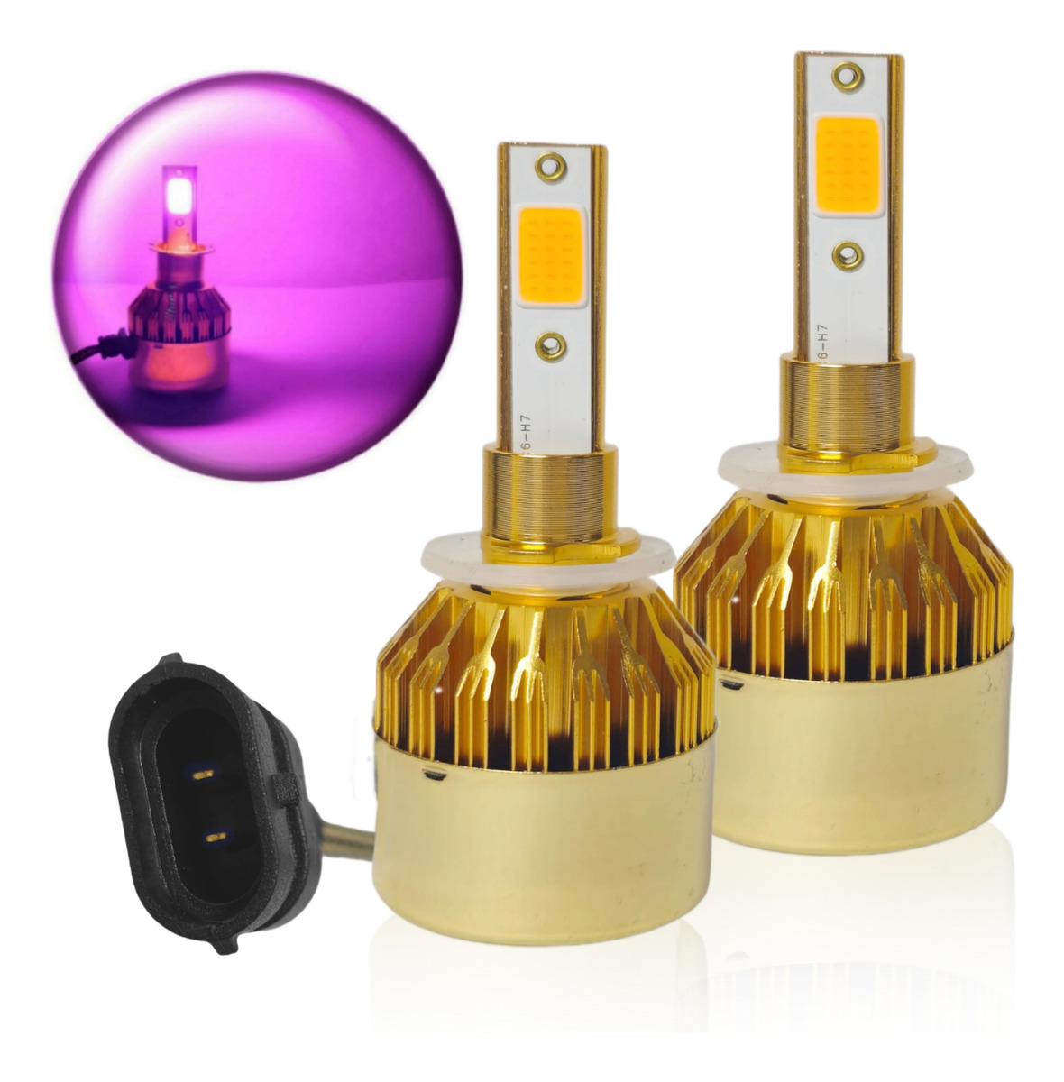 X2 AMPOLLETA DORADA RYC LUZ LED ROSA AUTO 12V 881/889 - 1
