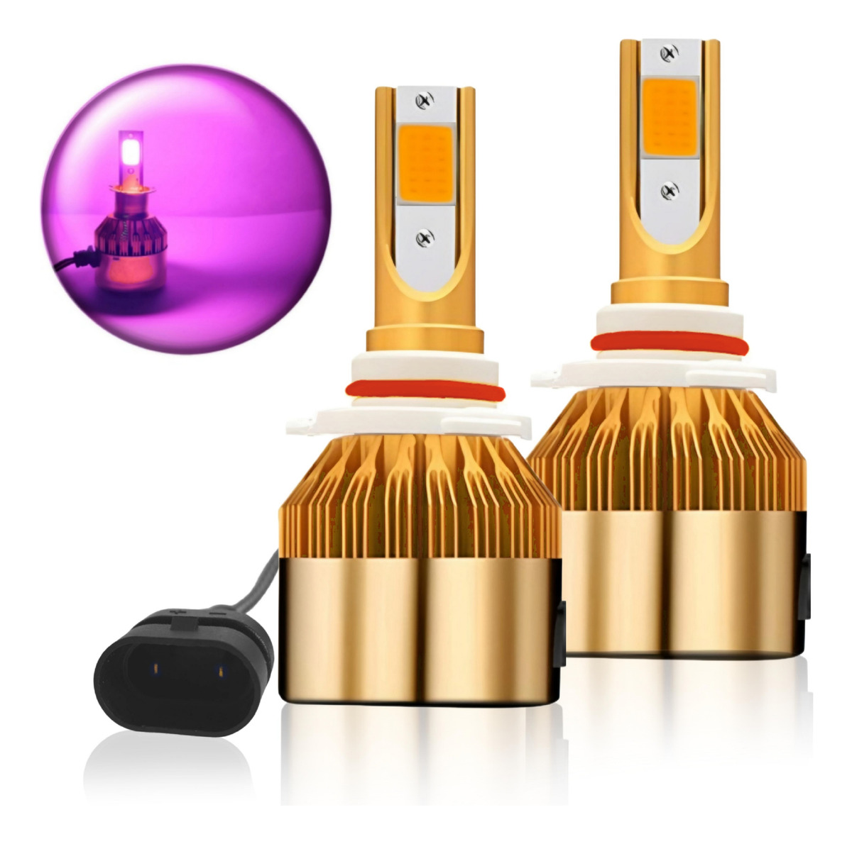 X2 AMPOLLETA DORADA RYC LUZ LED ROSA AUTO 12V 9005 - 1
