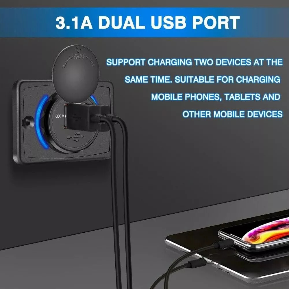 CARGADOR USB DUAL SOBREPUESTO CUBIERTA PROTECTOR 2.1A 12-24V - 4