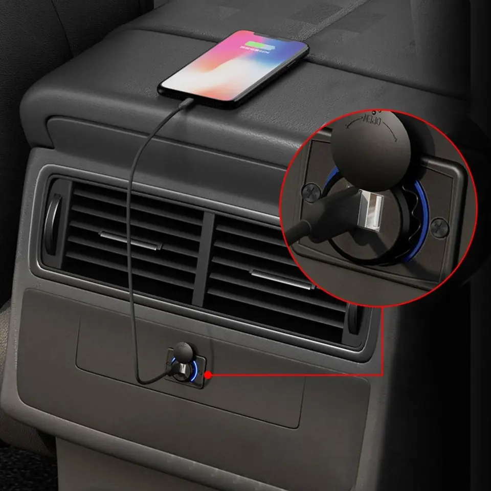 CARGADOR USB DUAL SOBREPUESTO CUBIERTA PROTECTOR 2.1A 12-24V - 5
