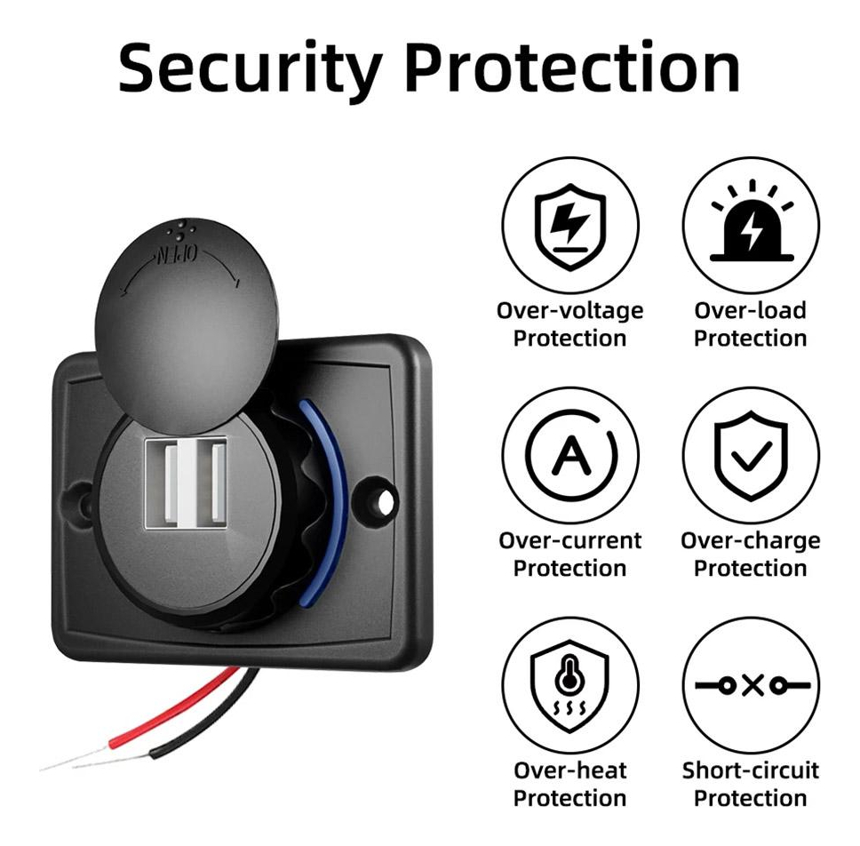 CARGADOR USB DUAL SOBREPUESTO CUBIERTA PROTECTOR 2.1A 12-24V - 6