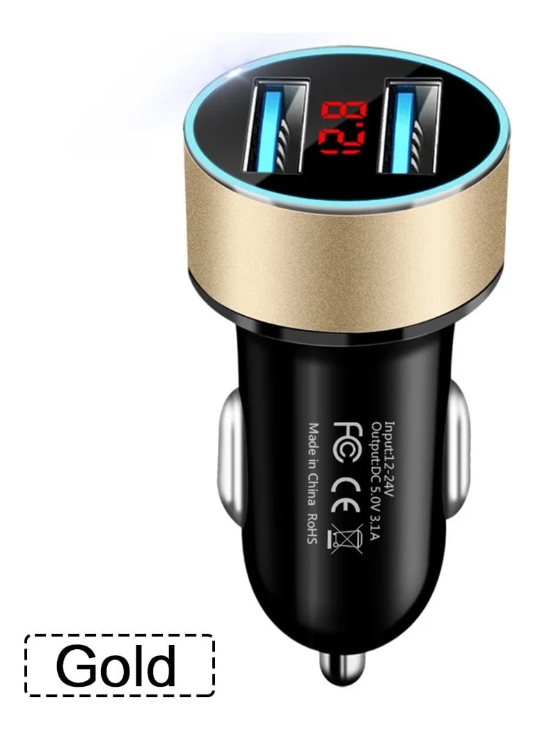 CARGADOR AUTO DOBLE USB 3.1A CON VOLTÍMETRO 12-24V ADAPTADOR SURTIDO CC321 - 6
