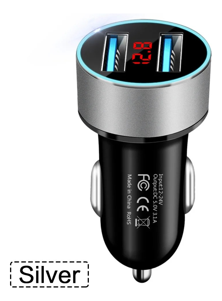 CARGADOR AUTO DOBLE USB 3.1A CON VOLTÍMETRO 12-24V ADAPTADOR SURTIDO CC321 - 7