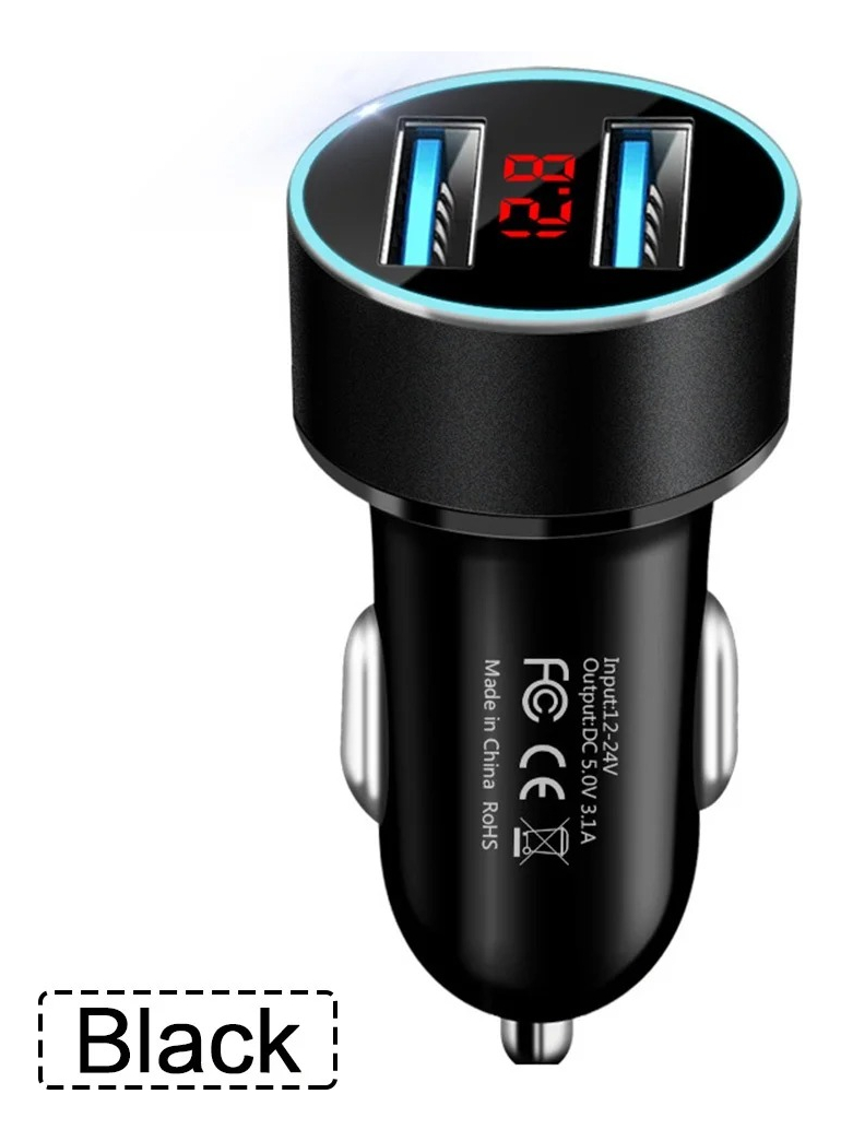 CARGADOR AUTO DOBLE USB 3.1A CON VOLTÍMETRO 12-24V ADAPTADOR SURTIDO CC321 - 8