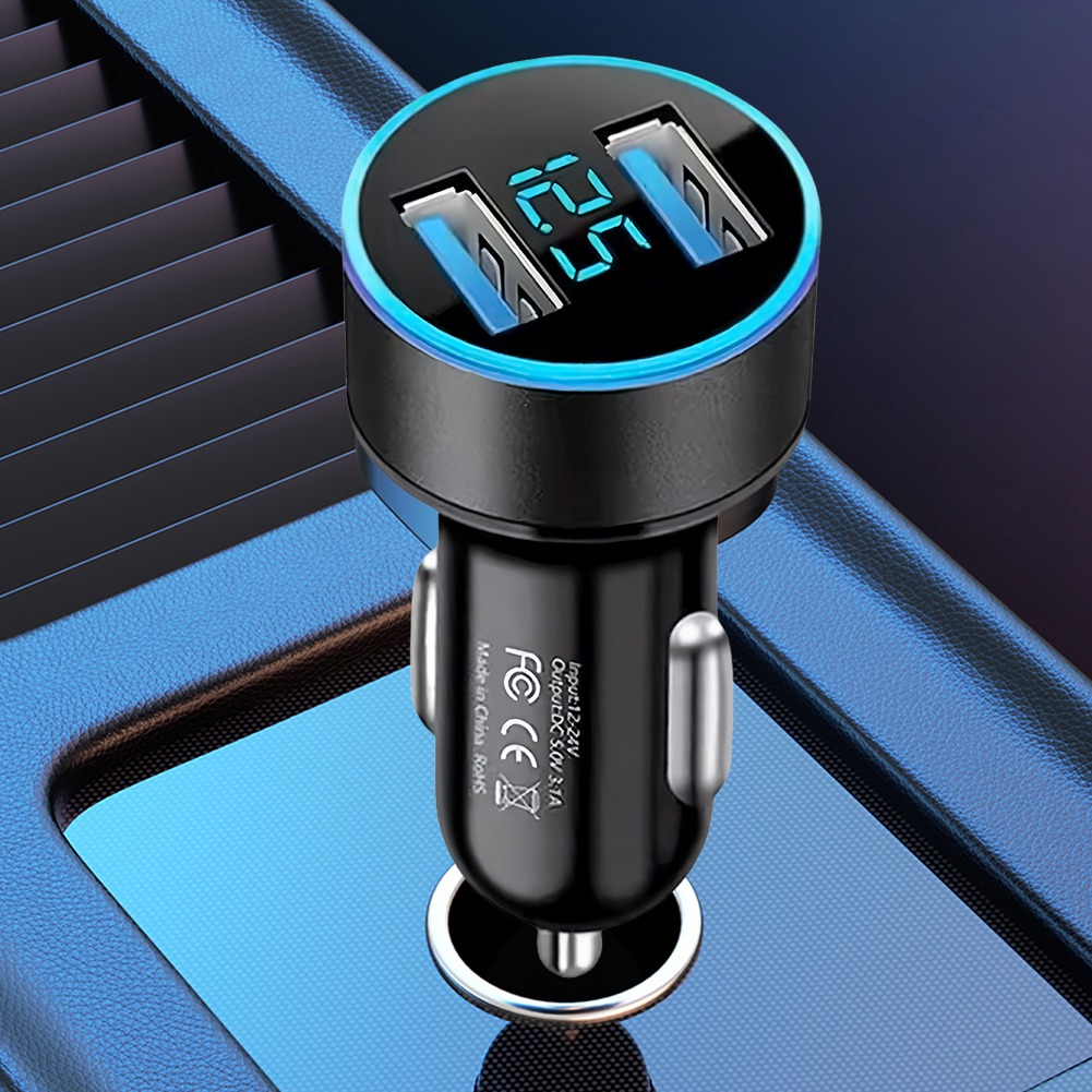 CARGADOR AUTO DOBLE USB 3.1A CON VOLTÍMETRO 12-24V ADAPTADOR SURTIDO CC321 - 10