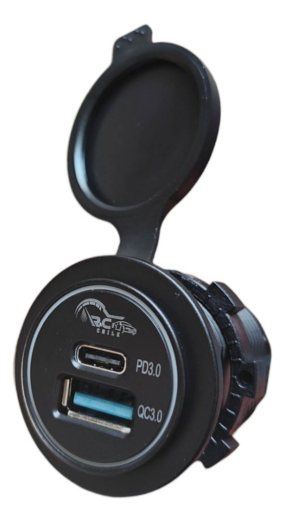 CARGADOR DOBLE USB 18W TYPE C 30W CARGA RAPIDA LUZ AZUL 12-24V - 4