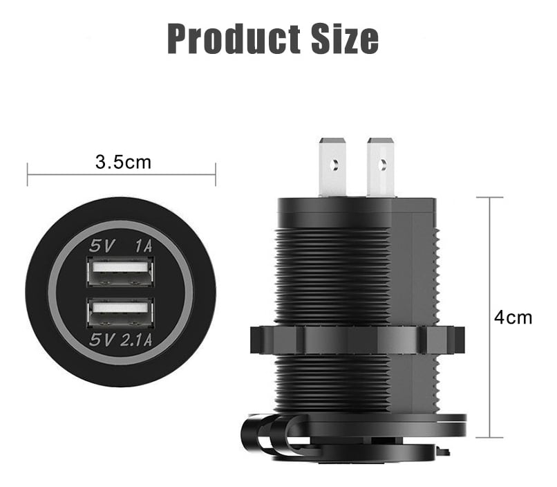 CARGADOR DOBLE USB ADAPTADOR ENCENDEDOR CON LUZ AZUL 24740 12V 1A/2.1A - 4