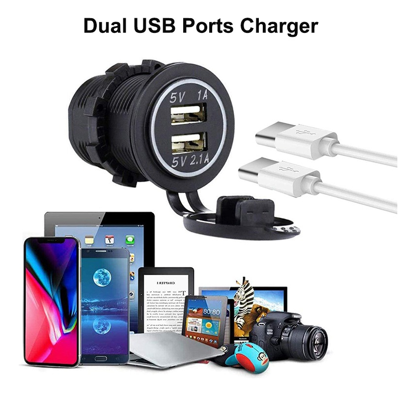 CARGADOR DOBLE USB ADAPTADOR ENCENDEDOR CON LUZ AZUL 24740 12V 1A/2.1A - 6