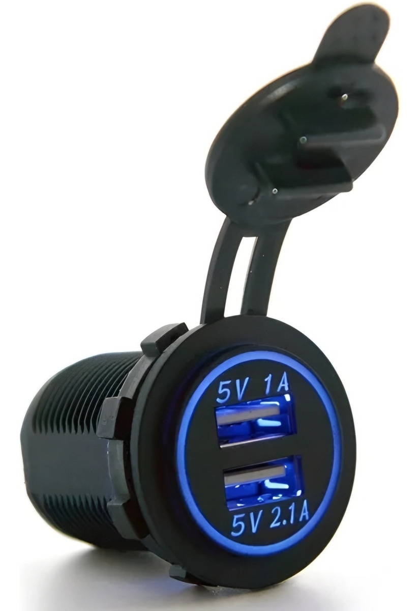 CARGADOR DOBLE USB ADAPTADOR ENCENDEDOR CON LUZ AZUL 24740 12V 1A/2.1A - 7