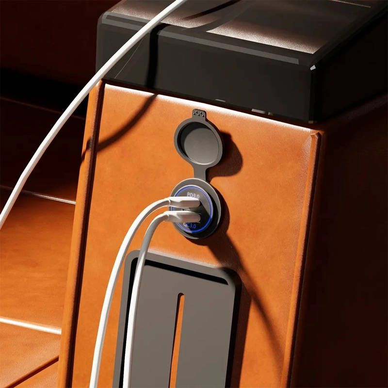 CARGADOR DOBLE USB 18W TYPE C 30W CARGA RAPIDA LUZ EN COLOR ROJO 12-24V - 3