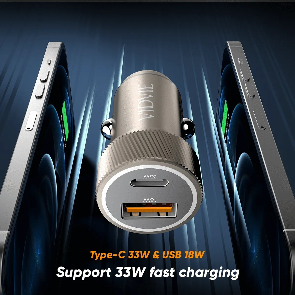 CARGADOR AUTO ADAPTADOR CARGA RÁPIDA 33W TIPOC 18W USB 12-24 GRIS CC542 - 6