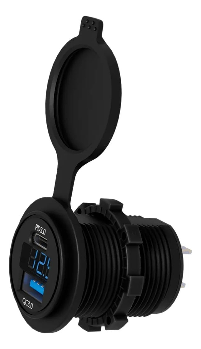 CARGADOR DOBLE USB 18W TYPE C 30W CON VOLTIMETRO 12-24V - 1