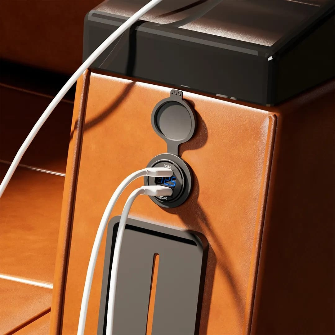 CARGADOR DOBLE USB 18W TYPE C 30W CON VOLTIMETRO 12-24V - 2