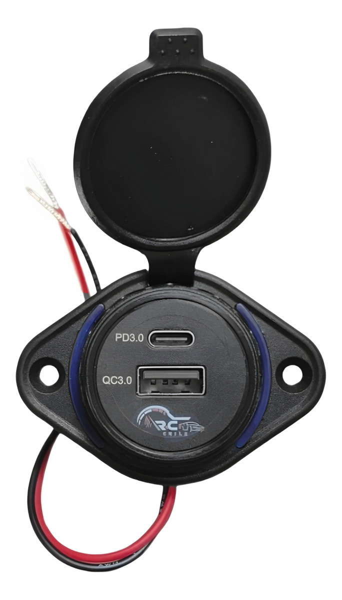 CARGADOR CARGA RÁPIDA 1 USB 1 TYPE C 12-24V SOBREPUESTO LUZ AZUL 1865 - 4