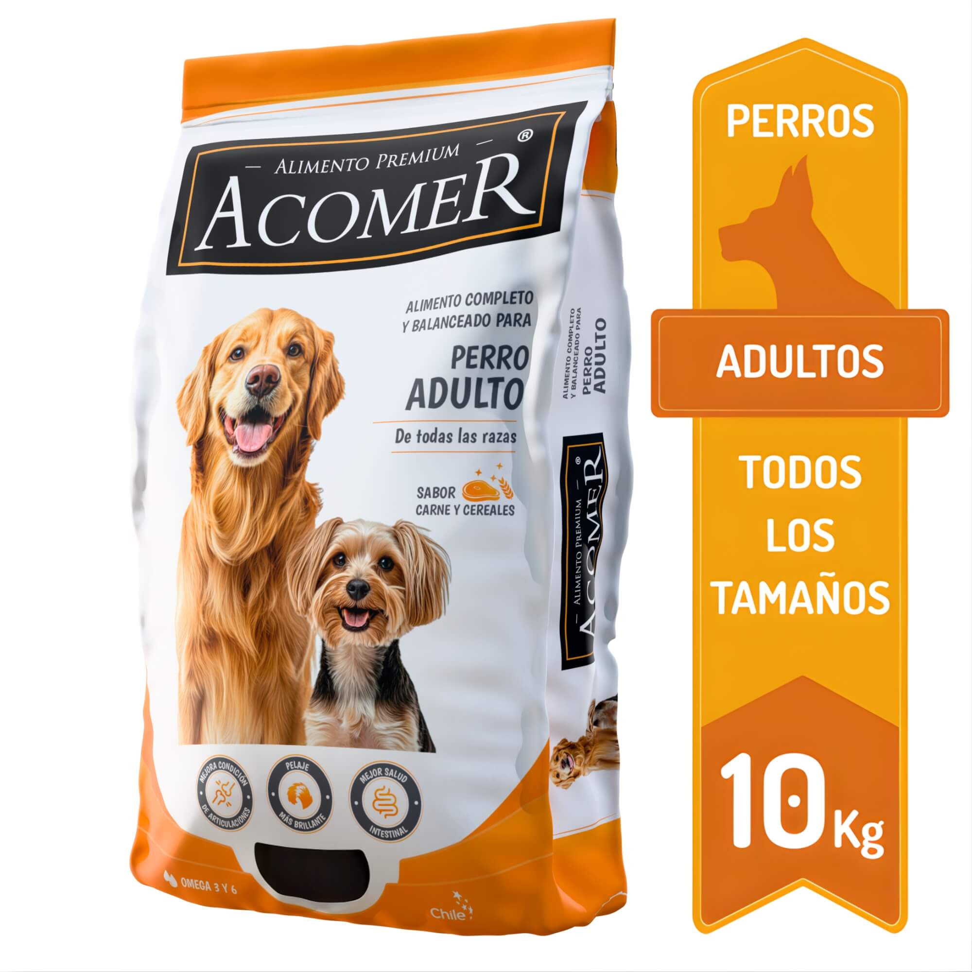 ALIMENTO SECO PERROS ADULTO ACOMER SABOR CARNE CEREALES 10 KG - 1