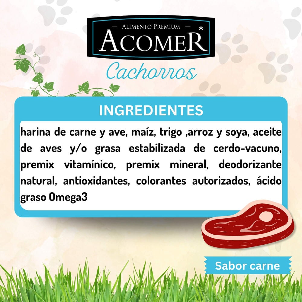 ALIMENTO SECO PERROS CACHORRO ACOMER SABOR CARNE 10 KG - 4