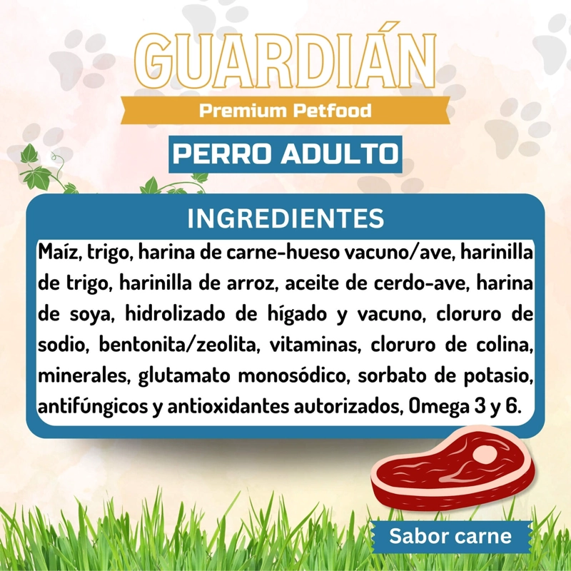 ALIMENTO SECO PERROS ADULTO GUARDIAN SABOR CARNE 22 KG GUARDIÁN - 5