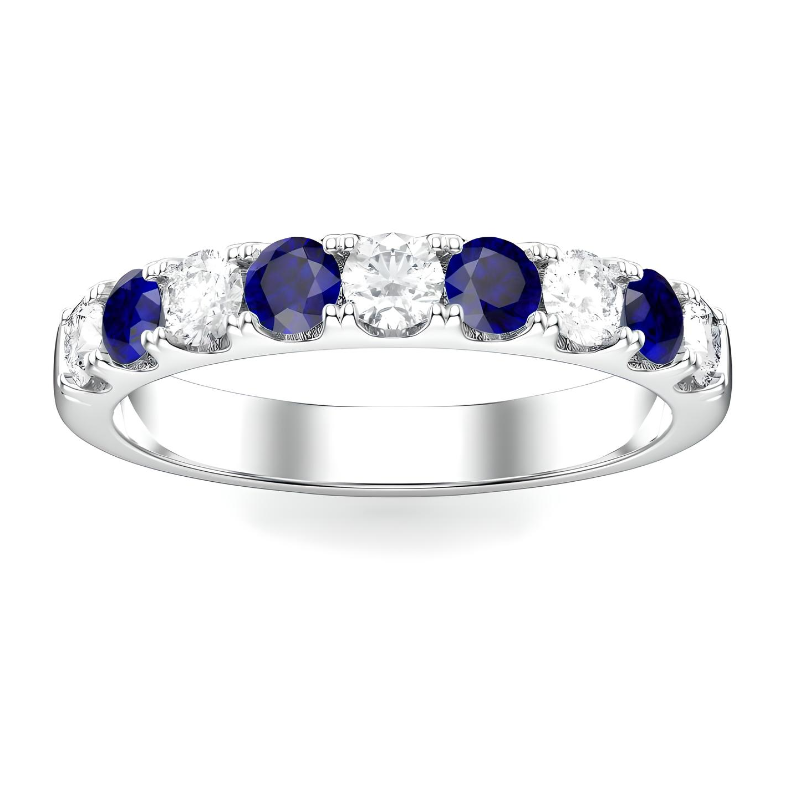ANILLO DE COMPROMISO BOOMZAIR MEDIO CINTILLO CON ZAFIROS NATURALES Y MOISSANITAS VVS1 D - 1