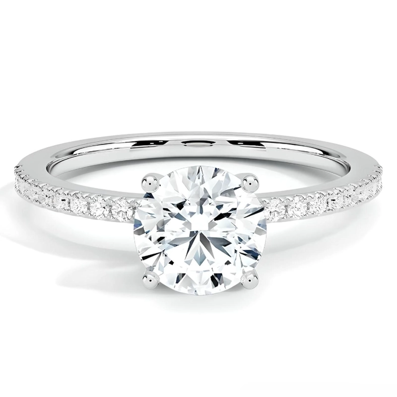 ANILLO DE COMPROMISO MINIMALISTA CON MOISSANITA DE 1 CT - 1