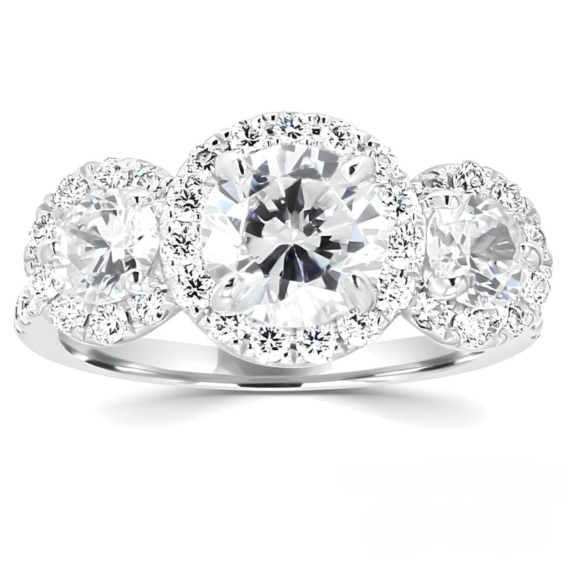 ANILLO EN PLATA RODINADA CON TRES BRILLANTES MOISSANITA - 1
