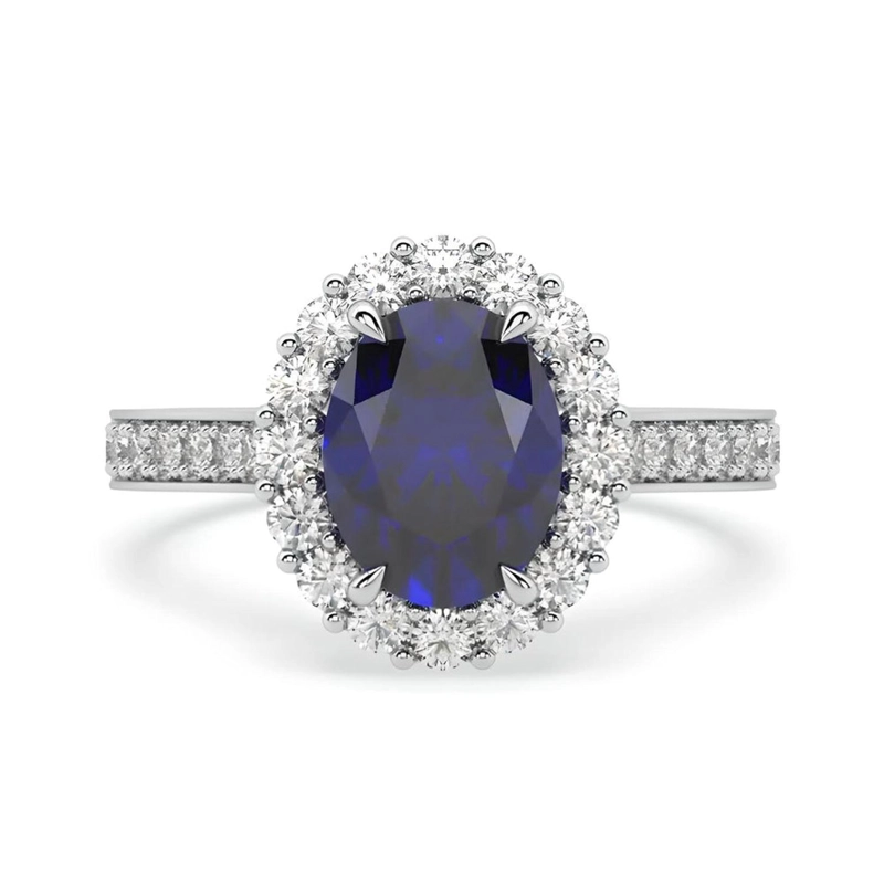 CLASICO ANILLO DE COMPROMISO CON ZAFIRO OVAL NATURAL