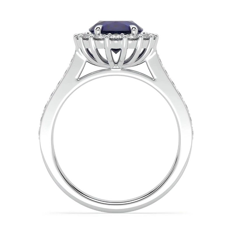 CLASICO ANILLO DE COMPROMISO CON ZAFIRO OVAL NATURAL - 2
