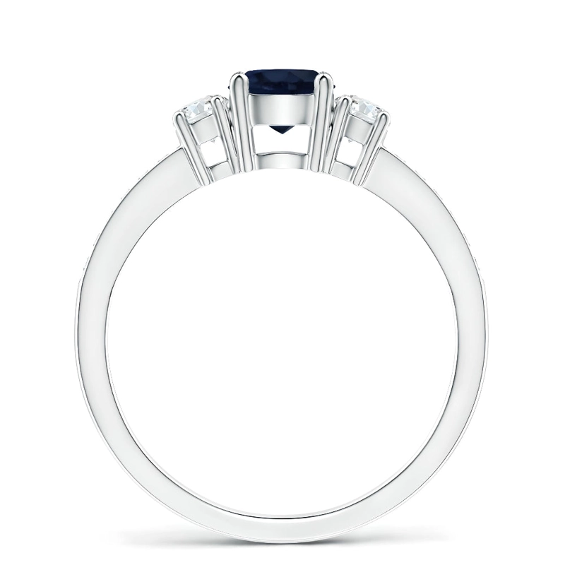 ANILLO DE COMPROMISO EN TRICILLO DE MOISSANITAS Y ZAFIRO NATURAL - 3