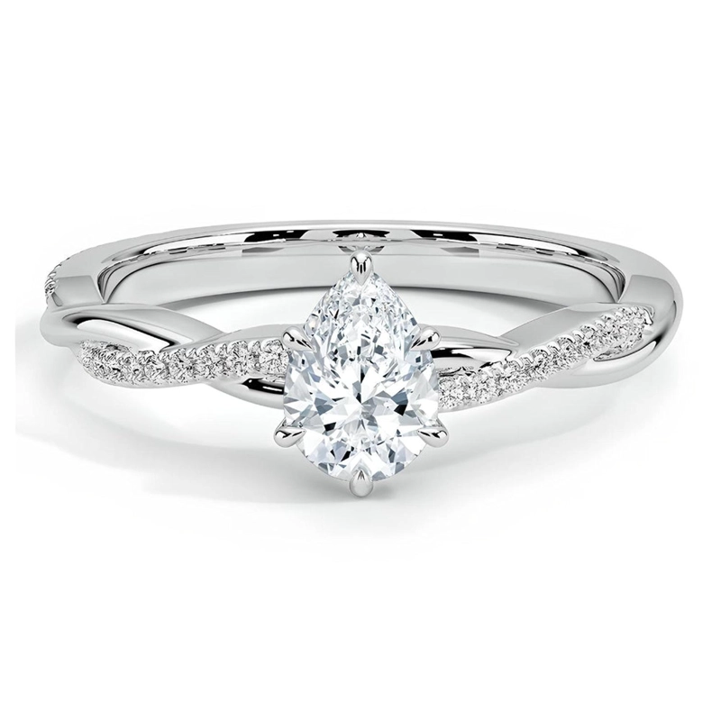 ANILLO DE COMPROMISO CORTE PERA EN ESTILO TRENZADO - 1
