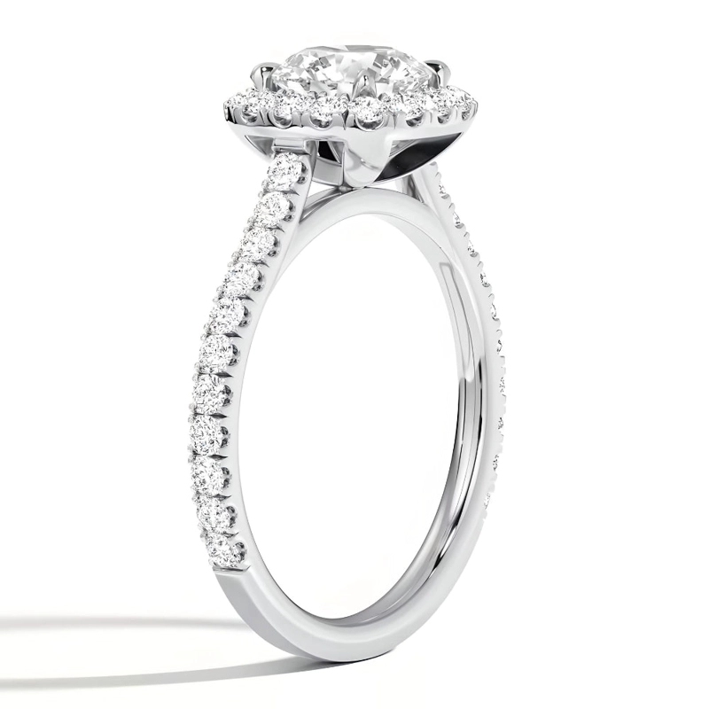 ANILLO DE COMPROMISO CON BRILLANTE 1 CT EN HALO FORMA CUSHION - 2
