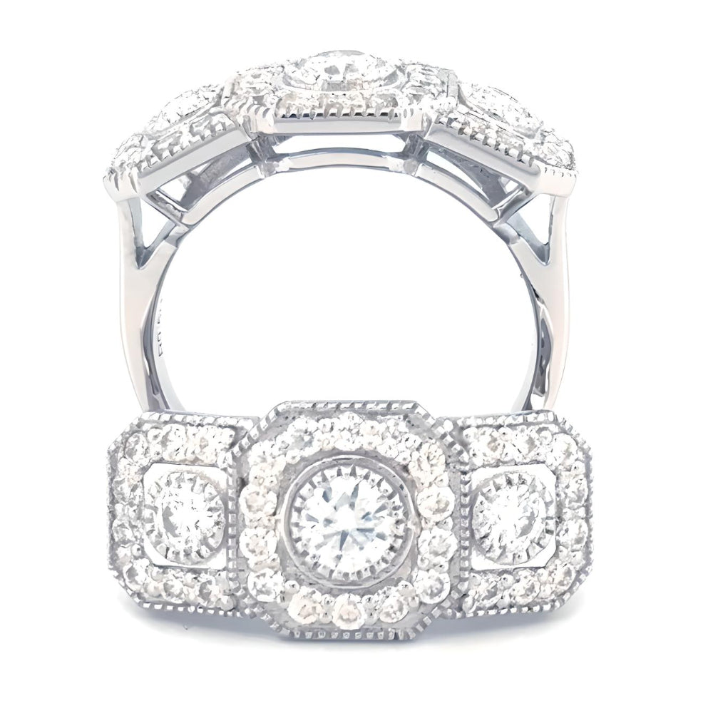 ANILLO DE COMPROMISO BOOMZAIR 'DAKOTA' CON MOISSANITAS EN PLATA LEY RODINADA - 1