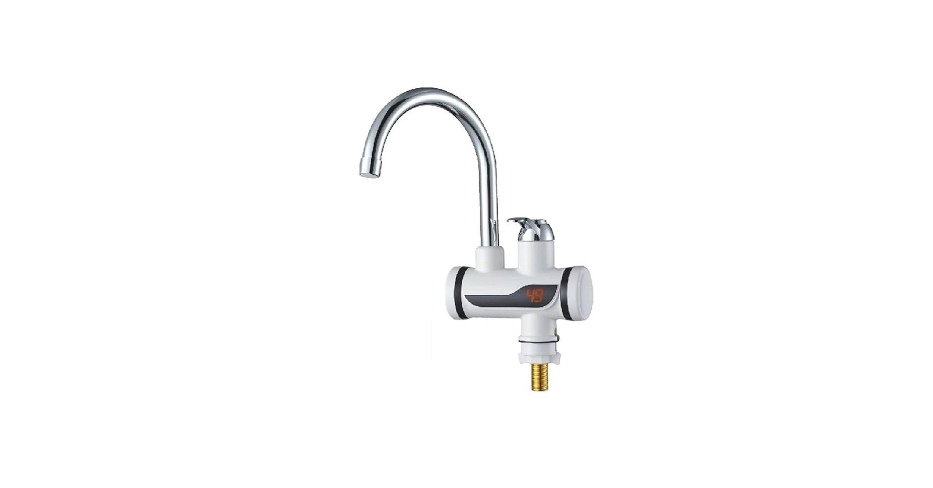 LLAVE MONOMANDO GRIFO AGUA CALIENTE ELECTRICA BLANCO CROMADO - 1