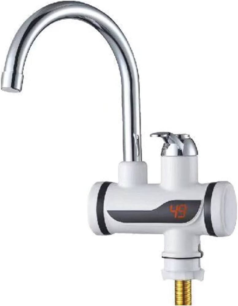 LLAVE MONOMANDO GRIFO AGUA CALIENTE ELECTRICA BLANCO CROMADO - 2