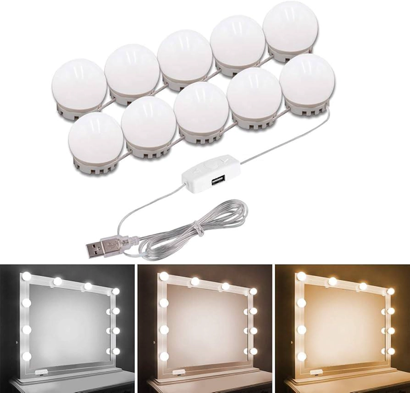 LUCES LED USB DECORATIVA PARA ESPEJO 10 FOCOS MAQUILLAJE - 3