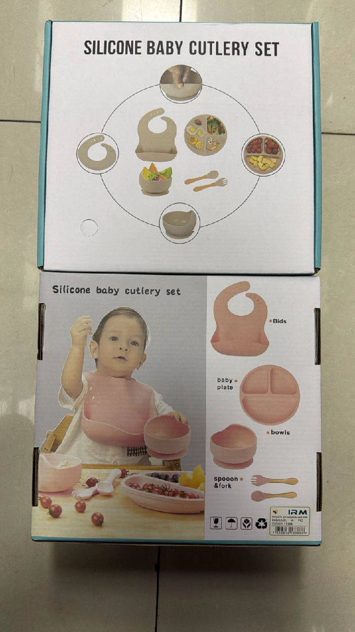 KIT DE ALIMENTACION FOR BEBE S DE SILICONA PLATOS BABEROS CORAL CLARO - 4