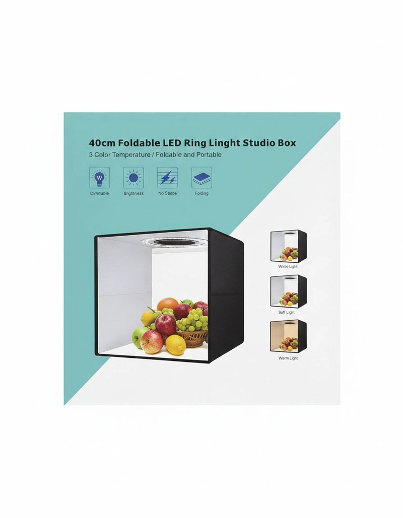 ESTUDIO FOTOGRAFICO PORTATIL 40X40CM CAJA DE LUZ PARA FOTO - 2