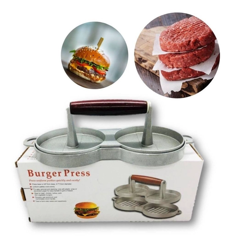 MOLDE DE HAMBURGUESA PLATEADO DE DOBLE FORMA - 3