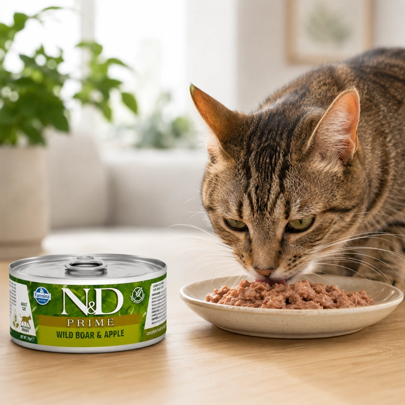 N&D PRIME WILD BOAR & APPLE ALIMENTO HUMEDO PARA GATOS ADULTOS LATA 70 G - 5