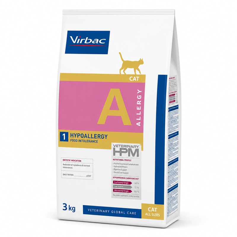 VIRBAC HPM CAT ALLERGY 3 KG - ALIMENTO HIPOALERGE NICO PARA GATOS CON INTOLERANCIA ALIMENTARIA - 1