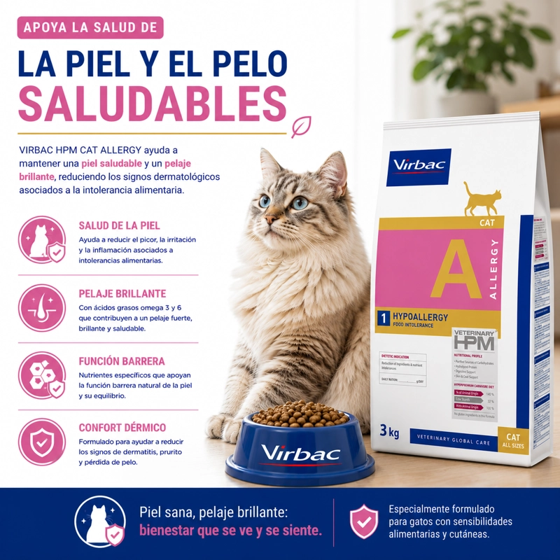 VIRBAC HPM CAT ALLERGY 3 KG - ALIMENTO HIPOALERGE NICO PARA GATOS CON INTOLERANCIA ALIMENTARIA - 4