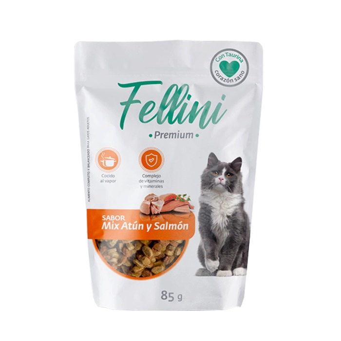 FELLINI MIX DE ATUN Y SALMON EN SALSA 85 GR - 1
