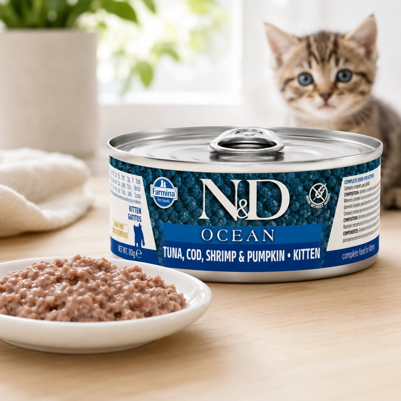 N&D OCEAN KITTEN TUNA COD SHRIMP & PUMPKIN ALIMENTO HUMEDO PARA GATITOS 80 G - 5