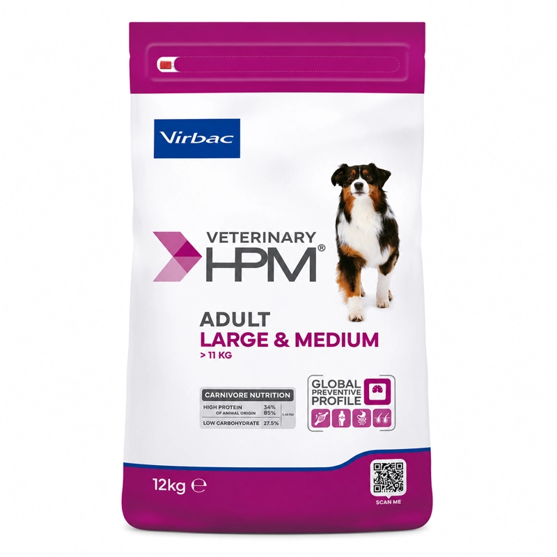 ALIMENTO SECO PERROS ADULTO VIRBAC RAZA MEDIANA GRANDE 12 KG HPM DOG - 1