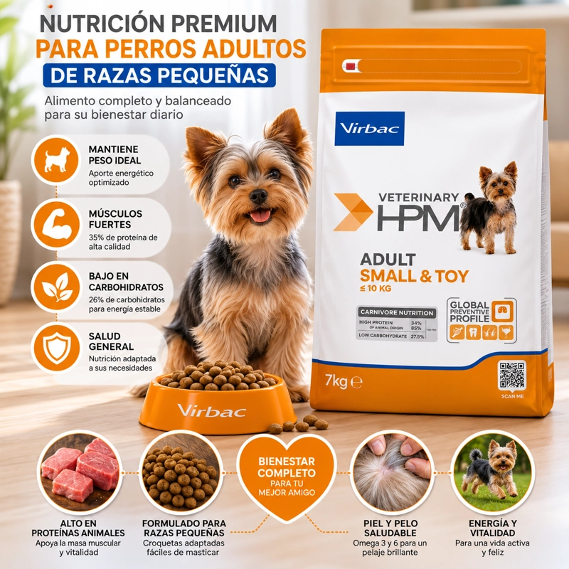 ALIMENTO SECO PERROS ADULTO VIRBAC 7 KG HPM DOG SMALL TOY - 2