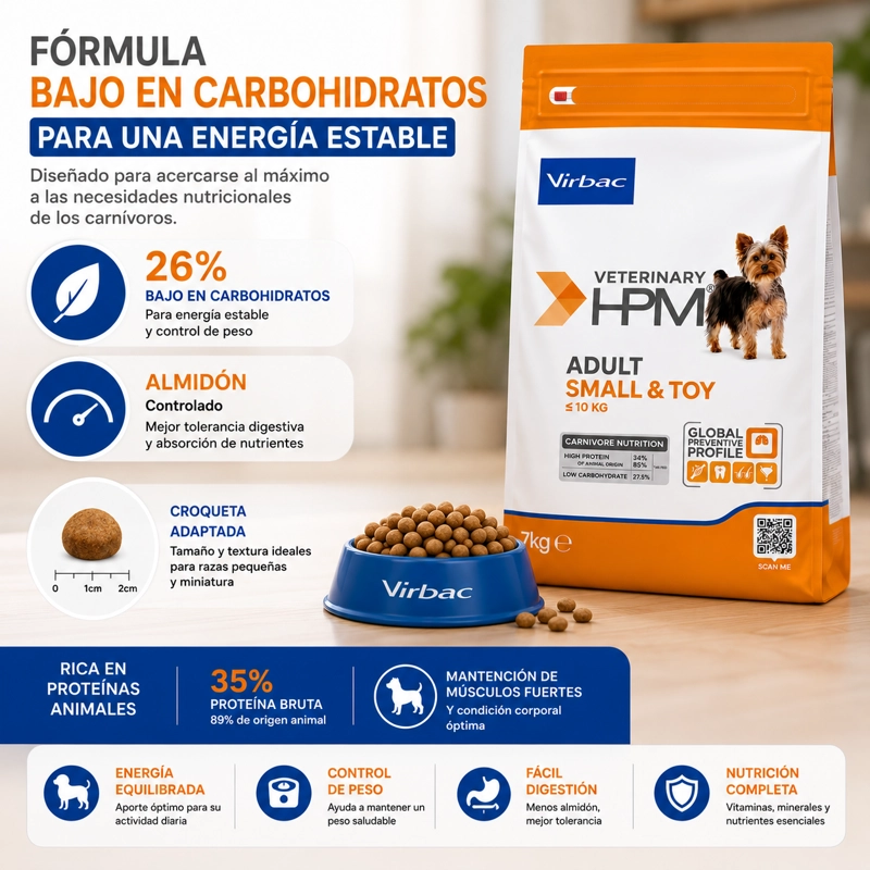 ALIMENTO SECO PERROS ADULTO VIRBAC 7 KG HPM DOG SMALL TOY - 3